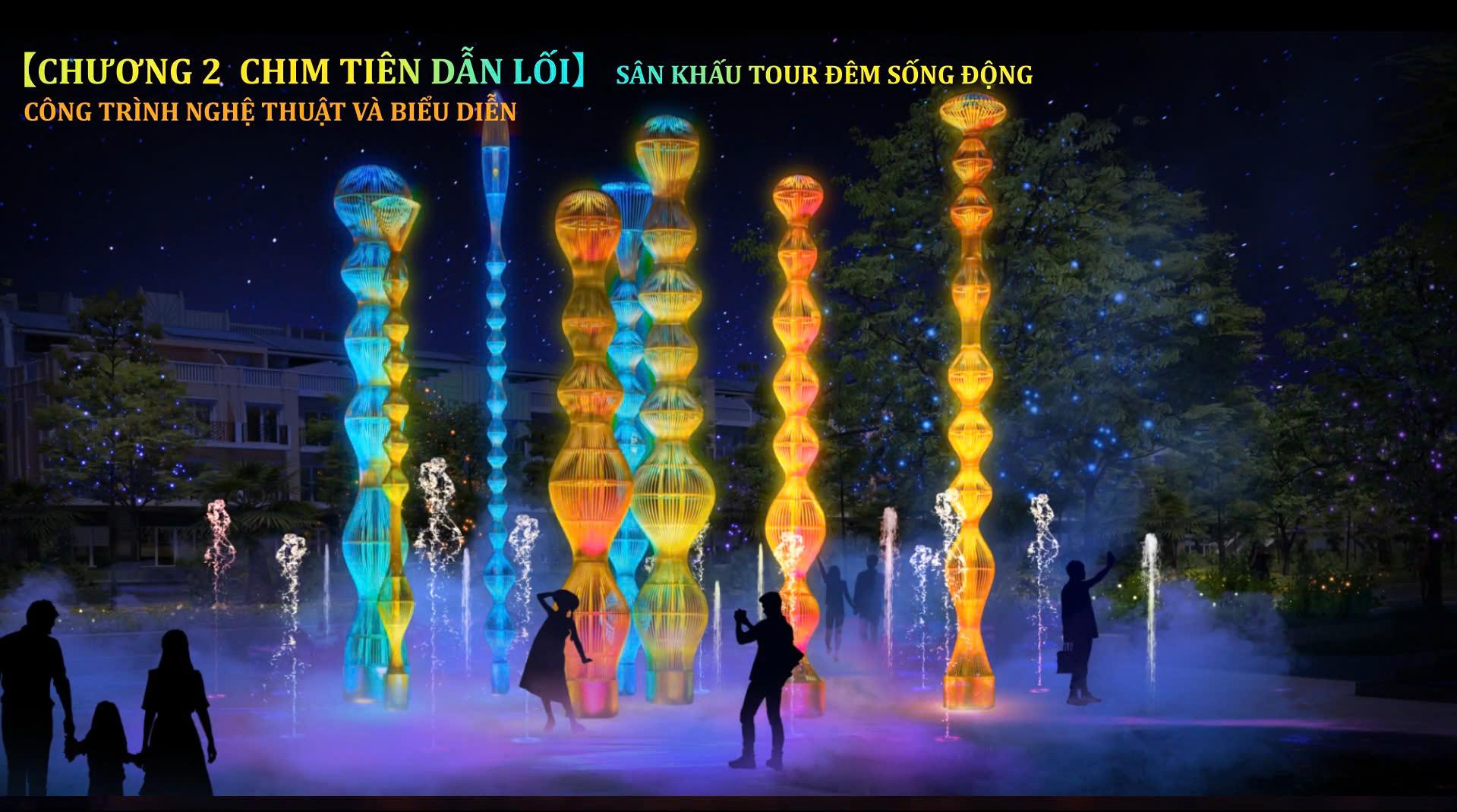 Sân chơi nước kết hợp âm thanh, phun sương, ánh sáng là một trong những điểm nhấn tiện ích trên đại lộ