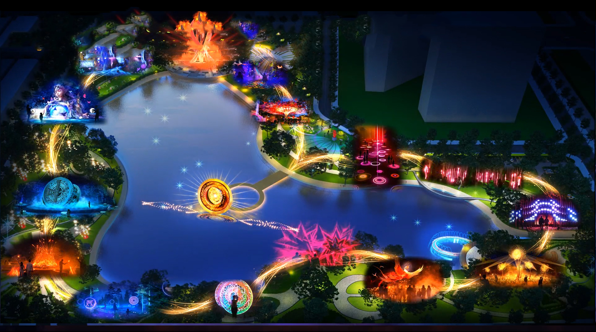 Công viên ánh sáng nằm bên đại lộ là không gian giải trí đa trải nghiệm hấp dẫn