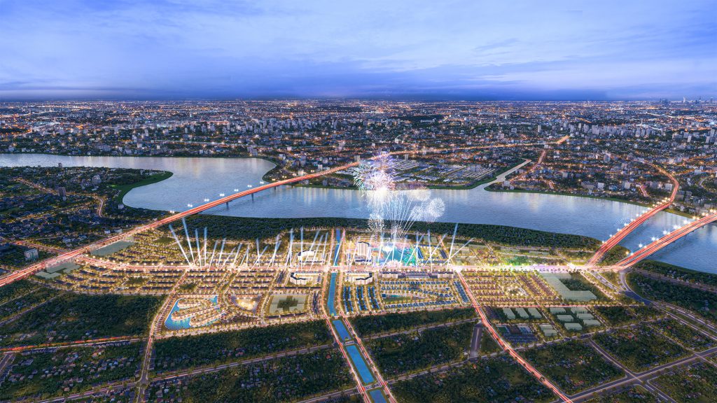 Toàn cảnh Đại lộ Ánh sáng bên bờ Bắc sông Mã.